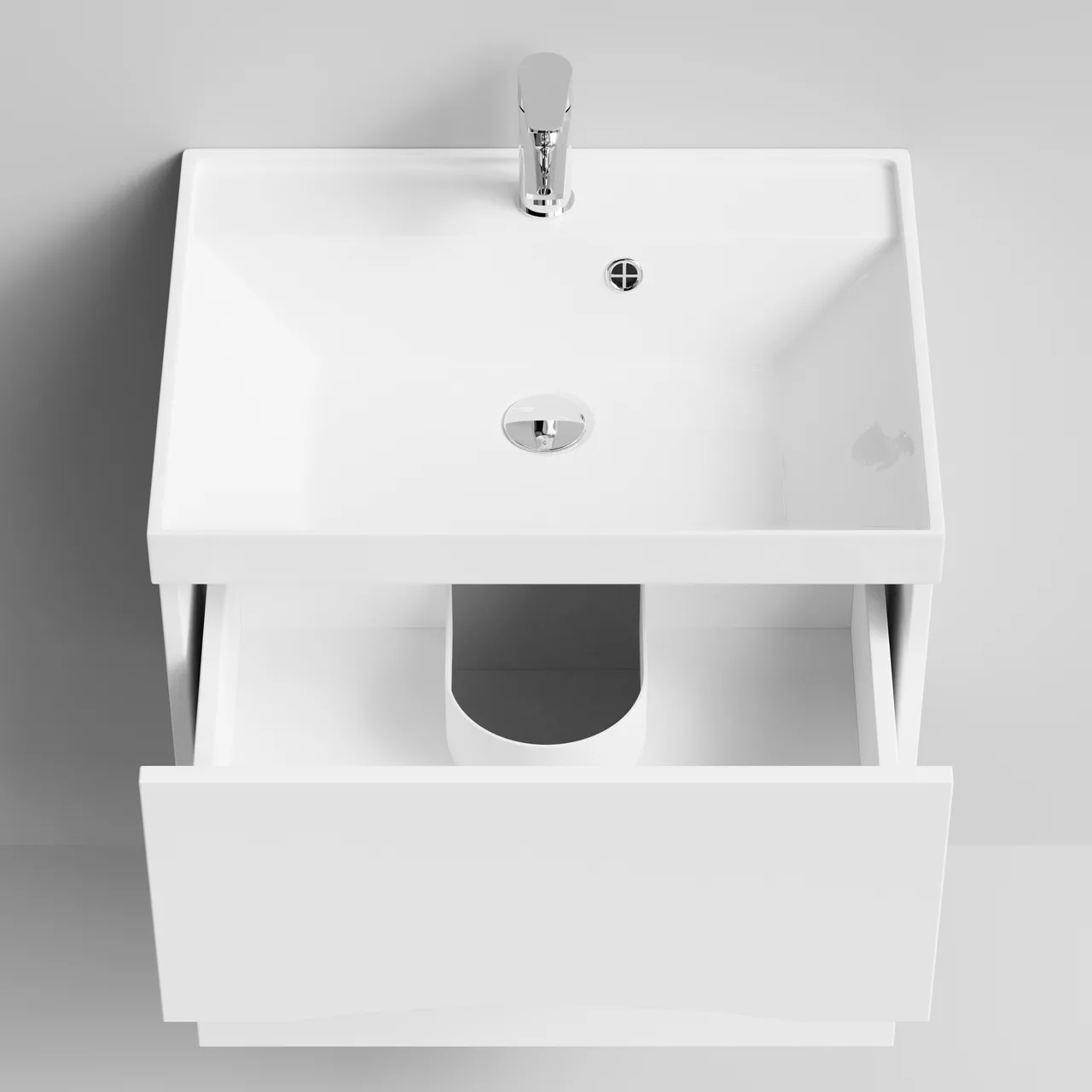 Тумба подвесная Vod-ok Лайт 60 с раковиной Classica 60, белая + 13 цветов