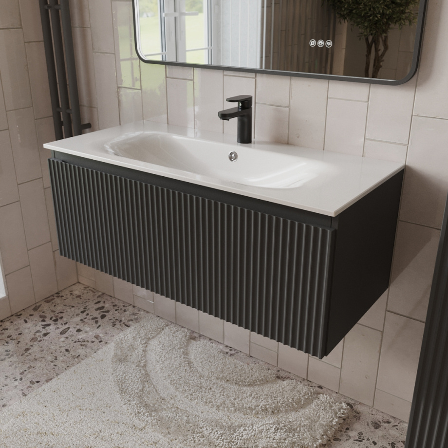 Тумба с раковиной подвесная (100 см) Terminus Sicilia SIC101001701601O, графит