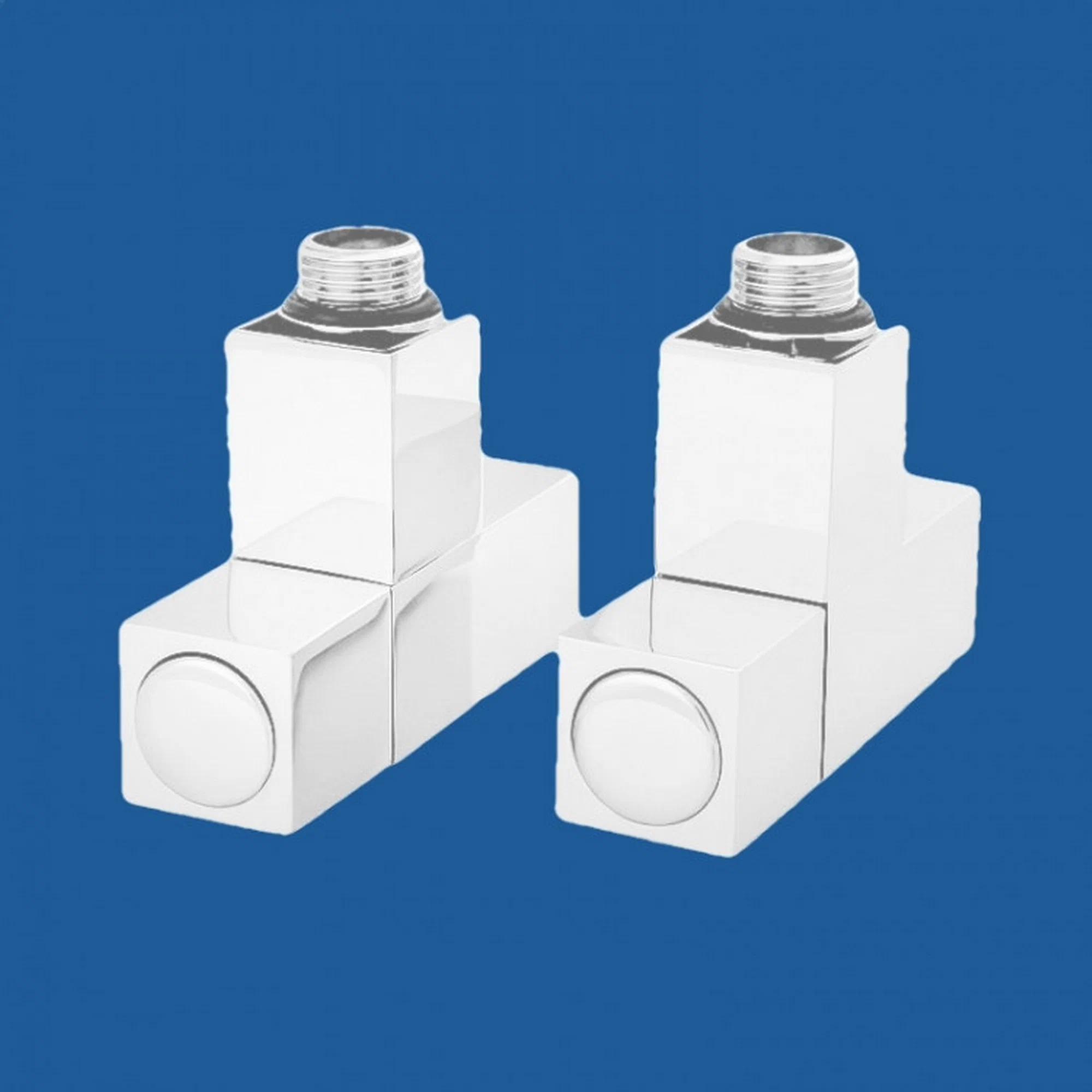 Кран для полотенцесушителя / вентиль угловой Energy, 1/2'' - 3/4'', цвет белый матовый, ручка квадрат - 2 шт.