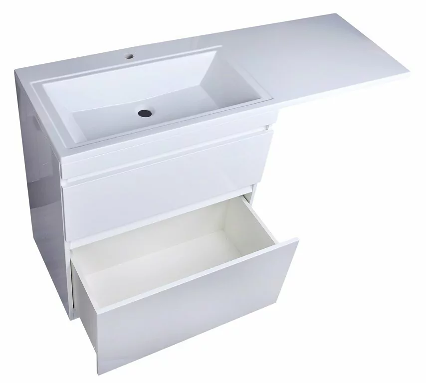 Тумба напольная Style Line Даллас 150 люкс plus ПВХ с раковиной Даллас 150 под стиральную машину, 2 ящика, левая, белая от магазина Vanna-Vanna.ru!