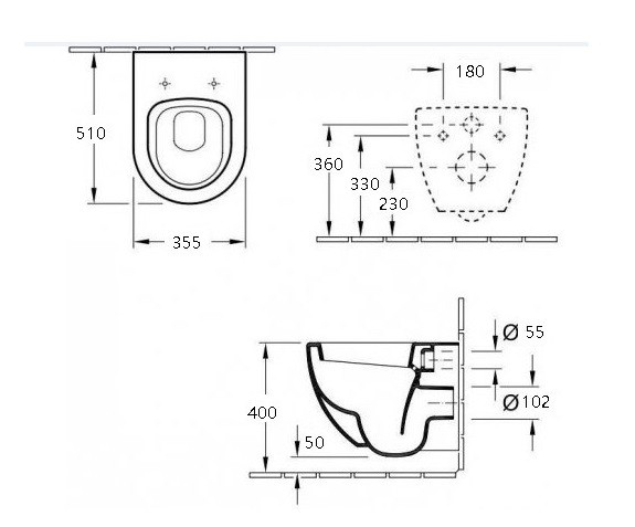 Унитаз подвесной Esbano AZUL (Matt Black) 520x360x285