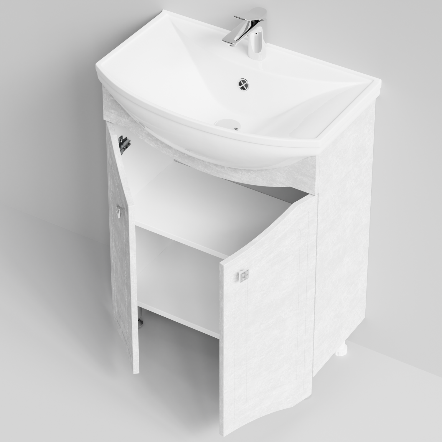 Тумба с раковиной Адам 65 напольная, Белый камень