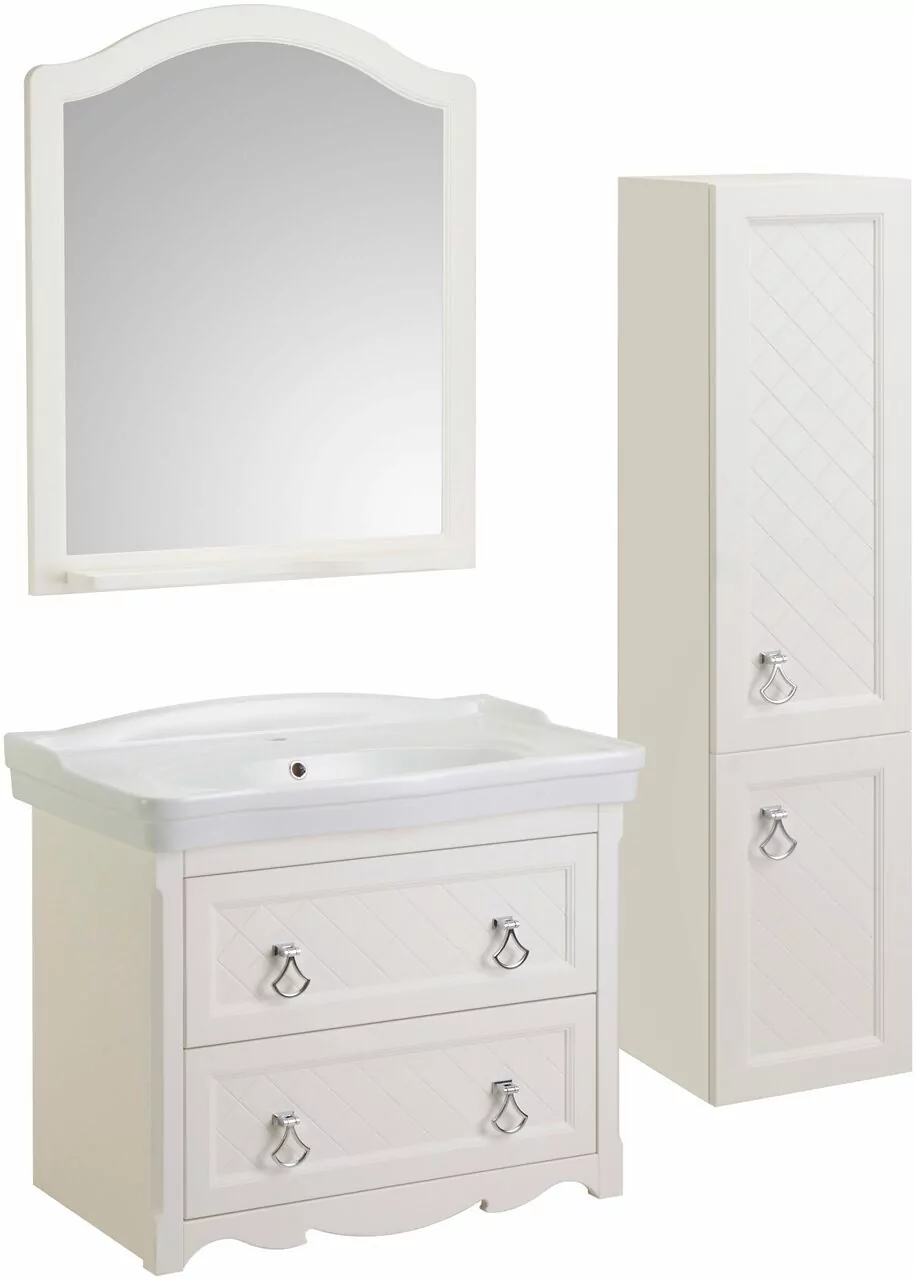 Тумба подвесная ASB Woodline Верона 85 с раковиной Модерн 85, бежевый