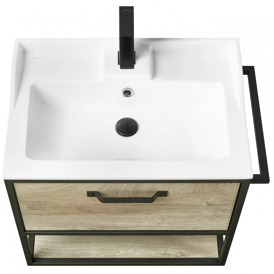 Тумба подвесная Aquaton Лофт Фабрик 65 с раковиной Фабиа 65, дуб эндгрейн