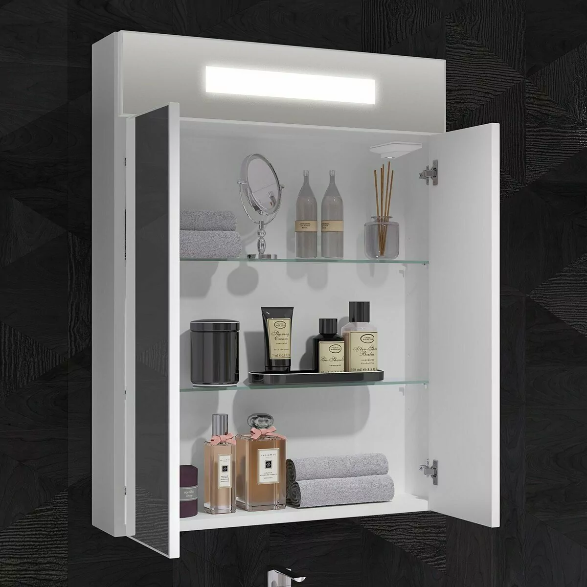 Зеркальный шкаф Opadiris Фреш 60 свет, белый