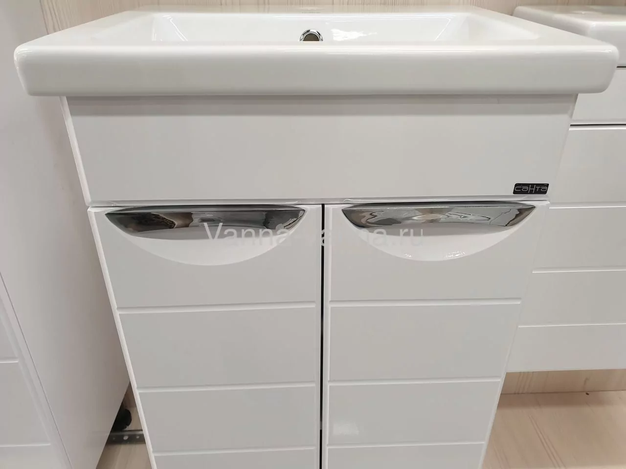 Тумба напольная Санта Родос 60 с раковиной Фостер 60, белая