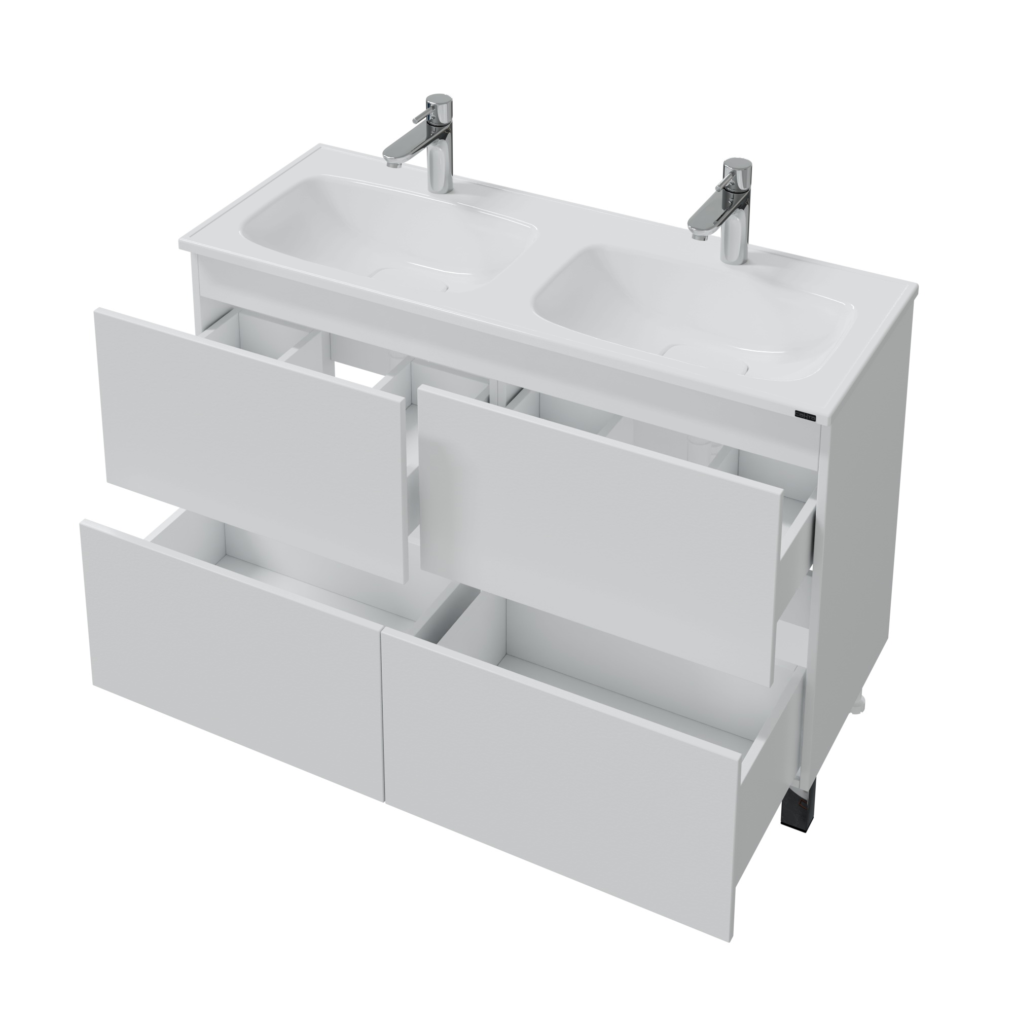 Тумба напольная Санта Марс 120 с раковиной Венера 120, 4 ящика, белая