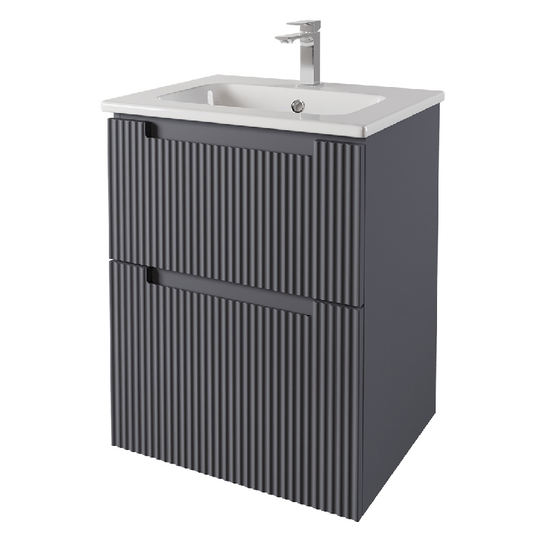 Тумба с раковиной подвесная Dreja Euphoria 60 см, серый базальт