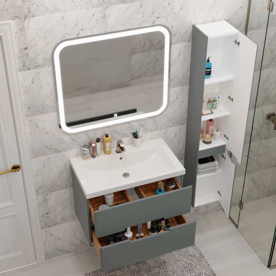 Тумба подвесная SanStar Noche 80 с раковиной Фостер 80 Графит софт