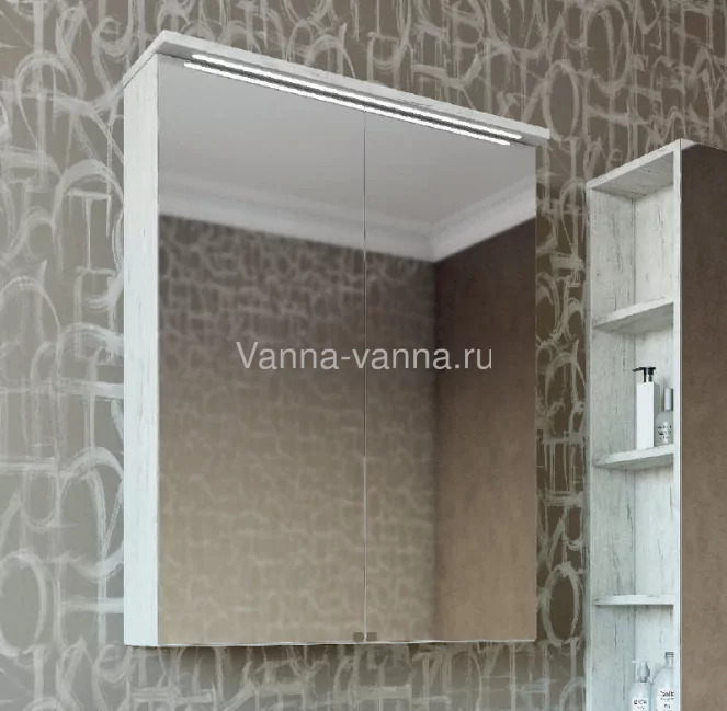 Зеркало-шкаф Sanflor Чикаго 75 свет, дуб крафт