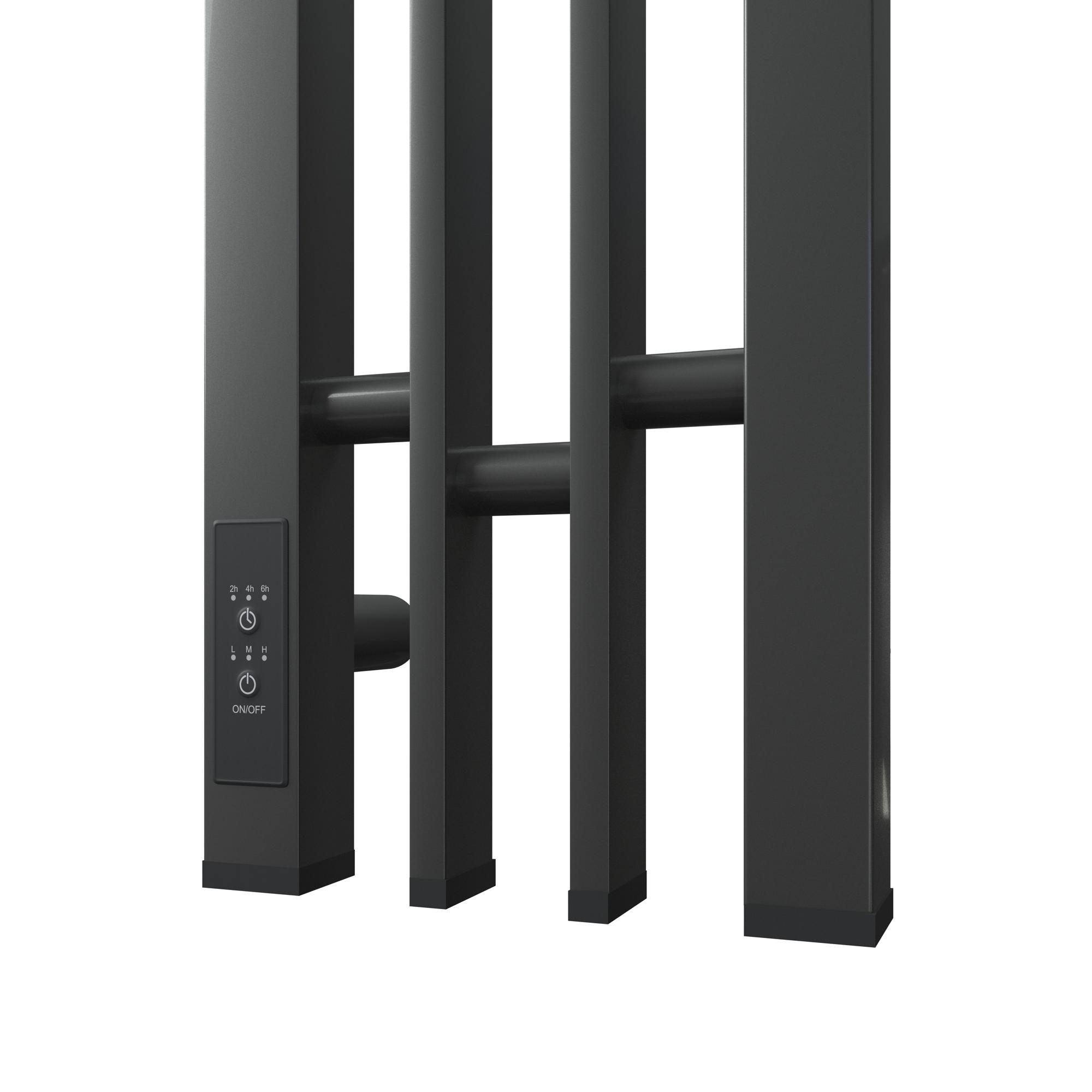 Полотенцесушитель электрический APEXTERMO Delta DL10122GF 1200x140 с крючками, графит металлик