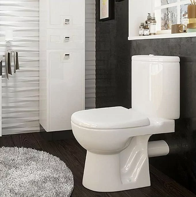 Унитаз Kirovit Элеганс напольный, компакт, с горизонтальным выпуском, белый