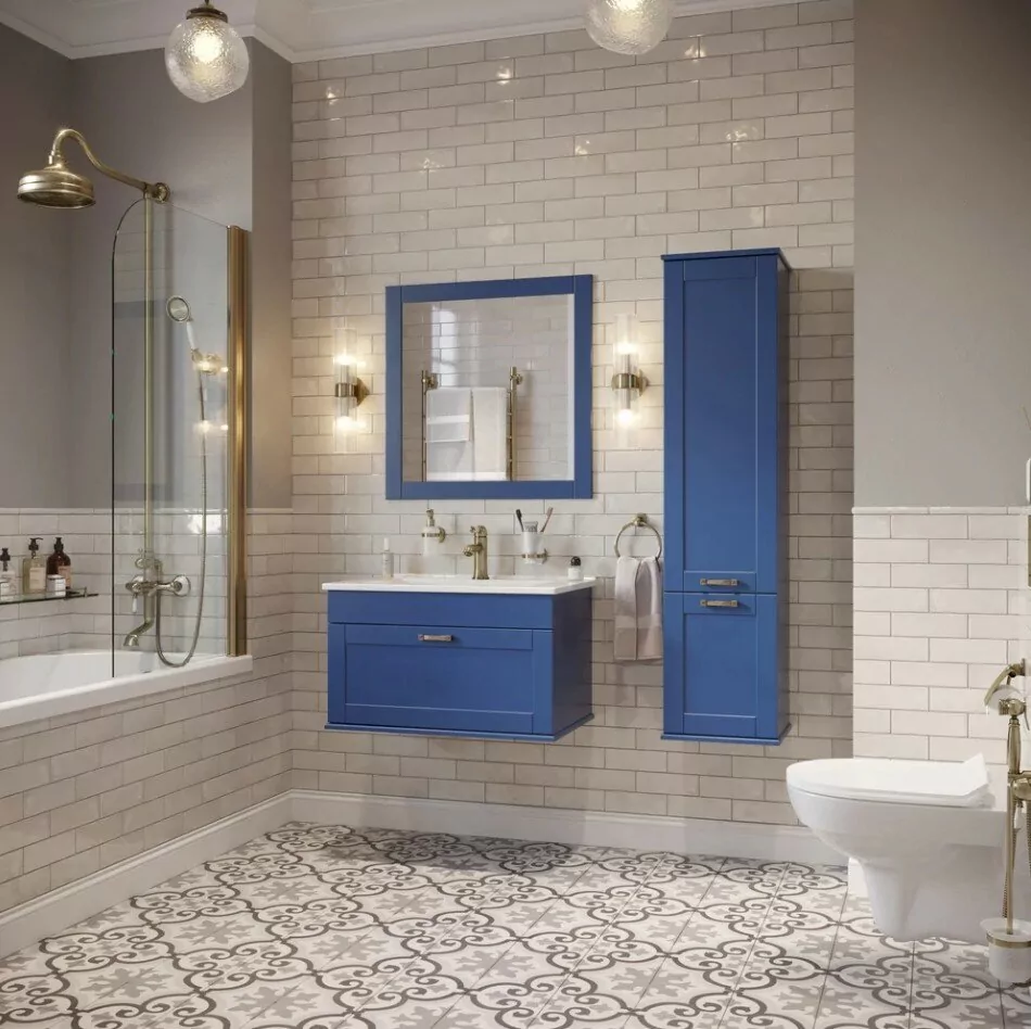 Тумба с раковиной Sanflor Ванесса 75 подвесная, индиго