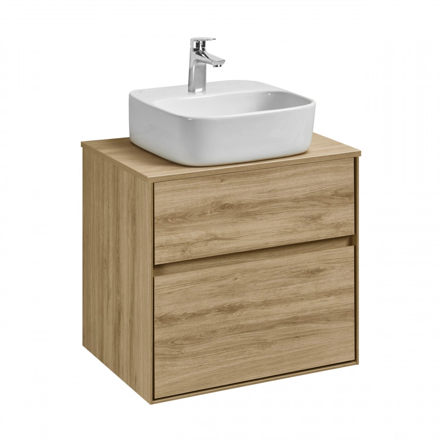 Тумба подвесная Aquaton Либерти 60 раковиной Одри 42х42 Soft, дуб эльвезия