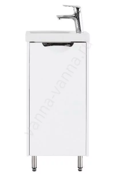 Тумба напольная Vod-ok Бридж 40 ручка Лира, R правая, с раковиной Como 40, белая