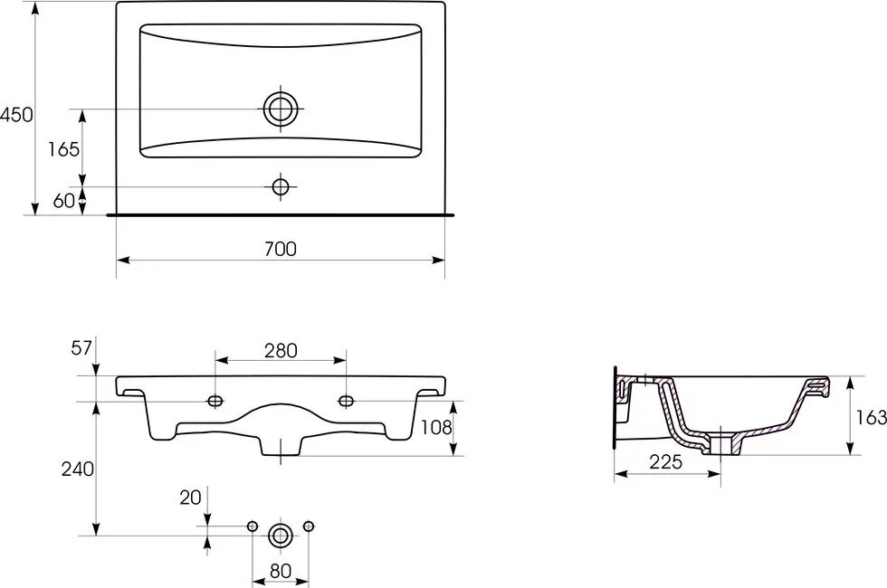 Тумба напольная Corozo Теона 70 Z2 с раковиной Сомо 70, белый