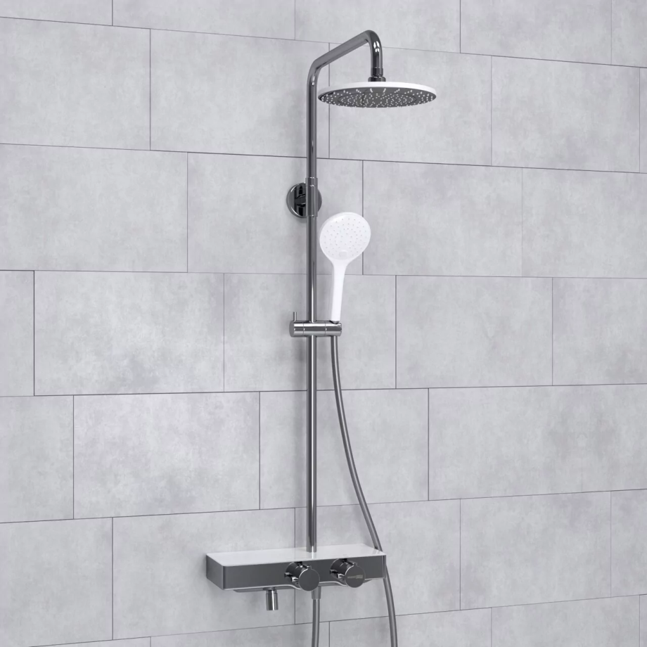 Душевая стойка WasserKraft A113.067.155.CH Thermo хром/белый Soft-touch