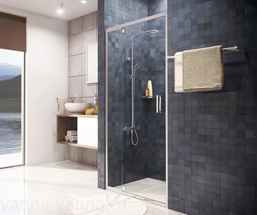 Душевая дверь WasserKraft Berkel 48P04 90 в нишу, распашная, прозрачное стекло, хром