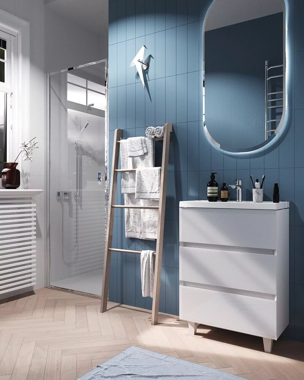 Тумба с раздвижной раковиной напольная 1Marka Bumble 50Н, 2 ящика, белый