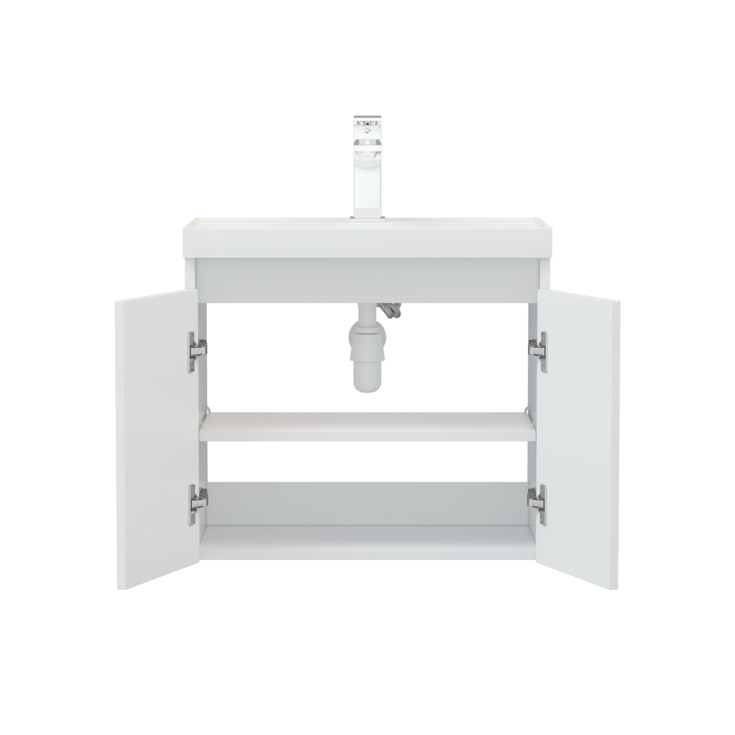 Тумба подвесная Corozo Блисс 60 с раковиной Classica Slim 60, белая