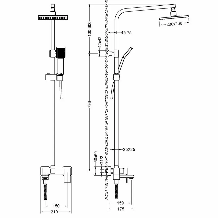 Душевая стойка Timo Selene SX-2013/17 золото матовое