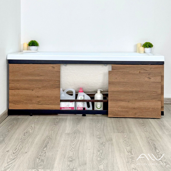 Экран под ванну Alavann Rita Black 160 раздвижной со съемной дверкой дуб