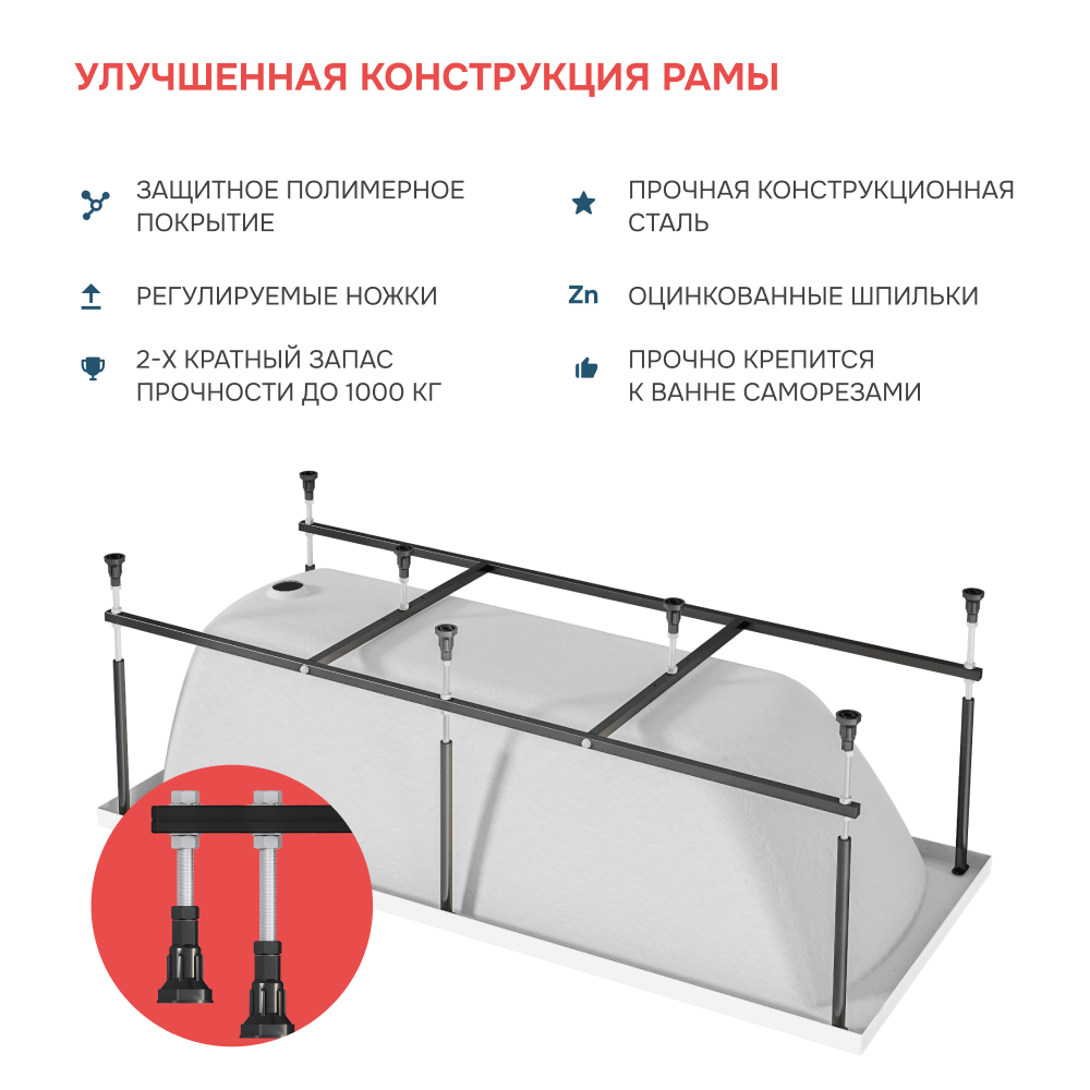 Ванна 1Marka «ALISA MG» 170*75 L Комплект Премиум от магазина Vanna-Vanna.ru!