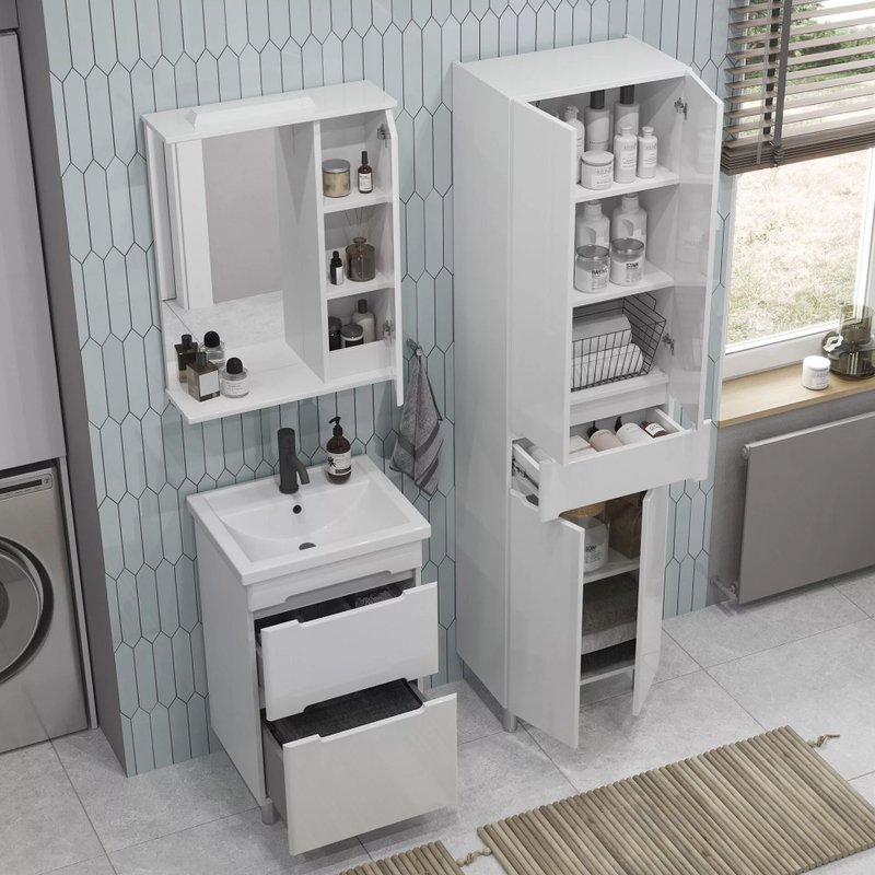 Пенал напольный/подвесной SanStar Адель/Модена 50, универсальный, белый