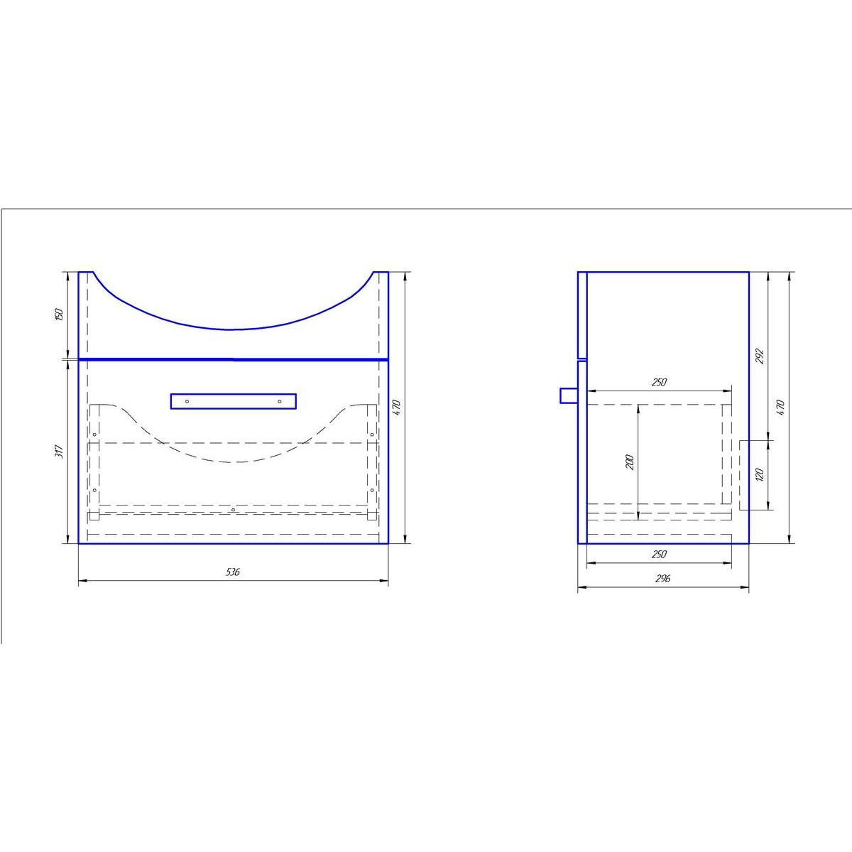 Тумба с раковиной подвесная Dreja Alfa 55 см, белый