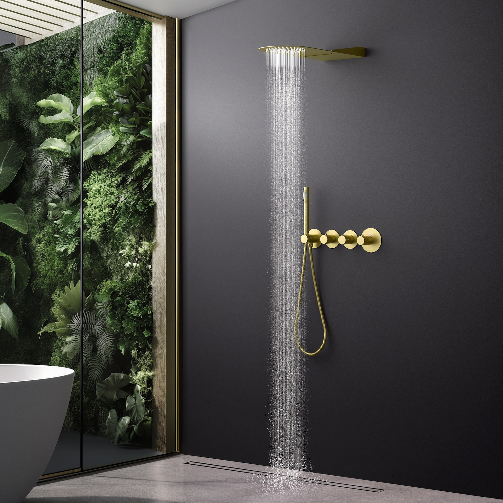 Душевая система встроенная с термостатом Timo Saona SX-2350/17SM золото матовое