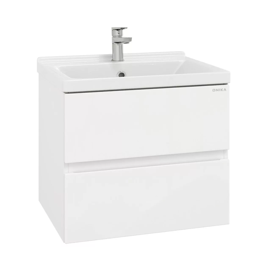 Тумба подвесная Onika Эвада 60 с раковиной Миранда 60, белый