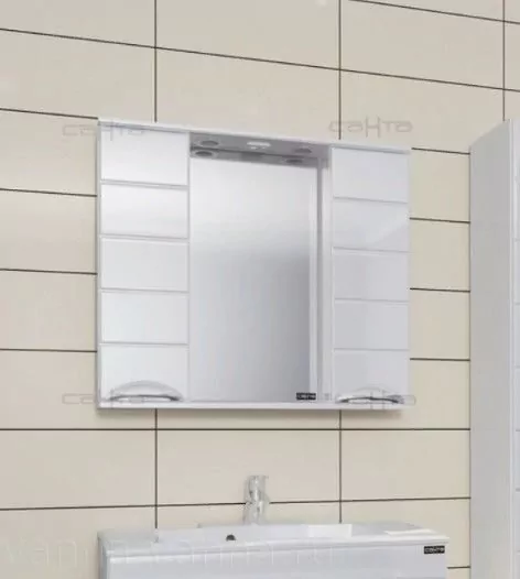 Зеркало с шкафчиком Санта Родос 80 свет, белый