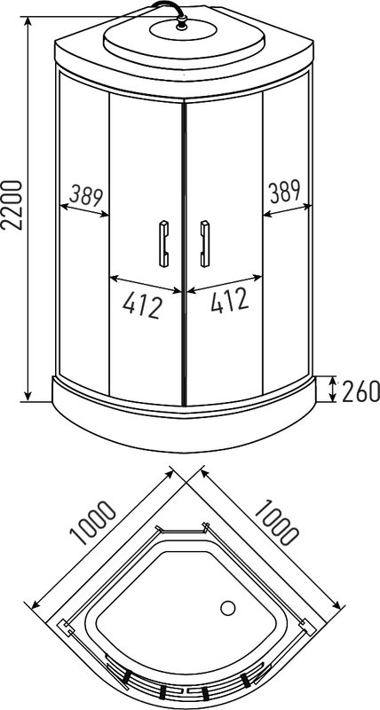 Душевая кабина Erlit ER571026-C2-RUS 100х100