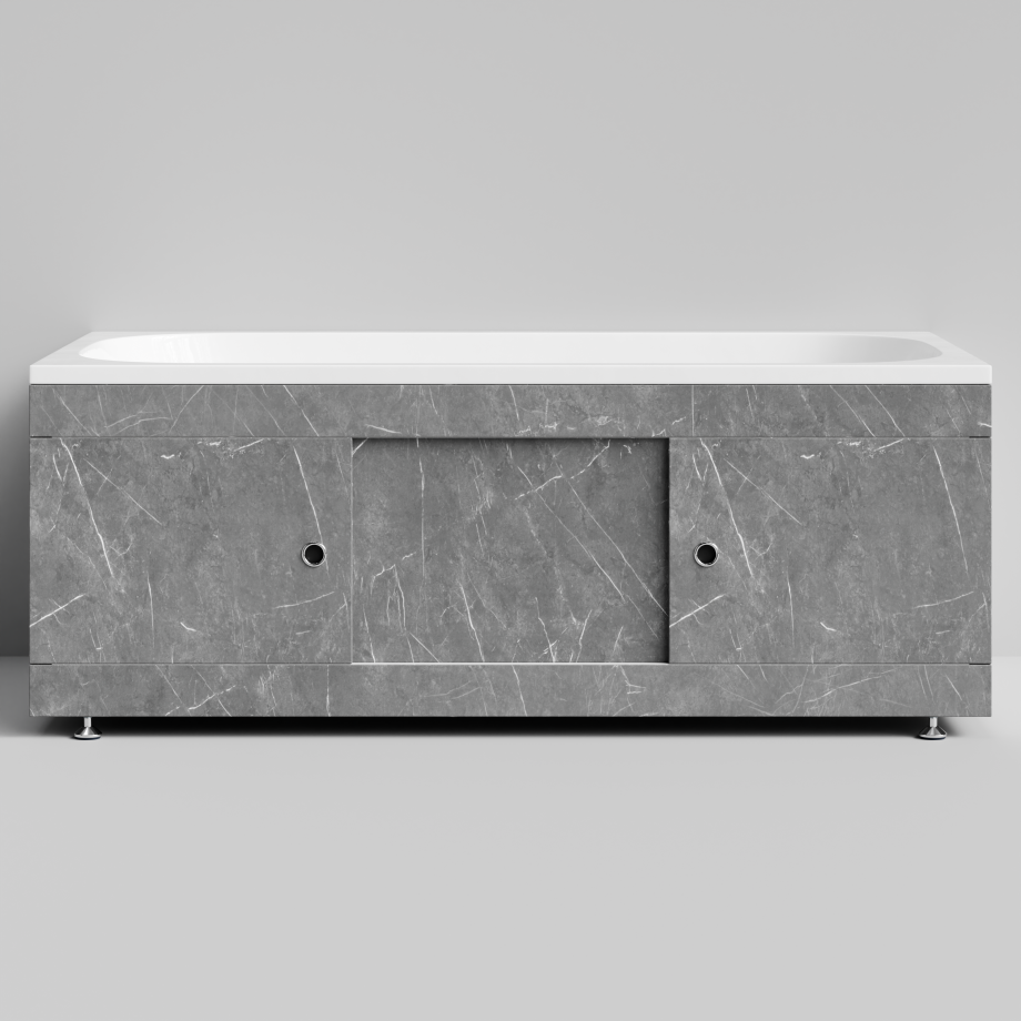 Экран под ванну Vod-ok Купе 150 раздвижной Мрамор Серый софт тач