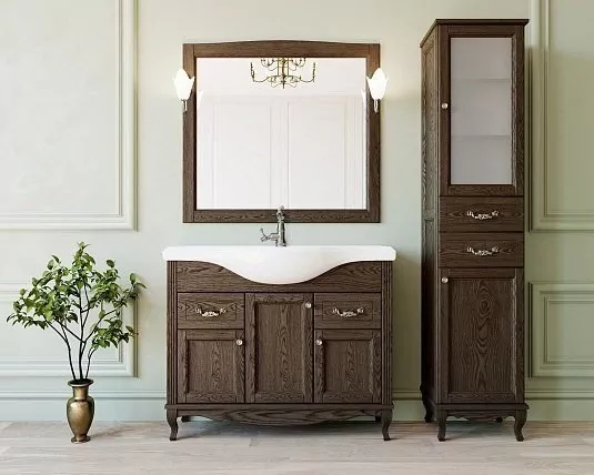 Тумба напольная ValenHouse Эллина 105 с раковиной Классик 105, 3 двери, 2 ящика, кальяри, хром Тумба напольная ValenHouse Эллина 105 с раковиной Классик 105, 3 двери, 2 ящика, кальяри, хром