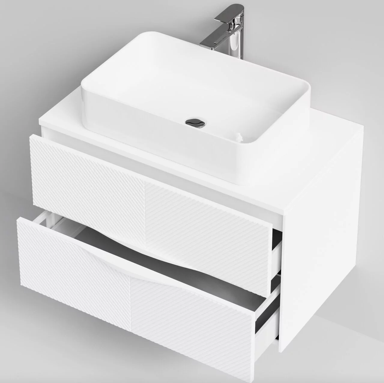 Тумба подвесная Vod-ok Липс 80 с раковиной Олимпия 560, белый + 7 цветов