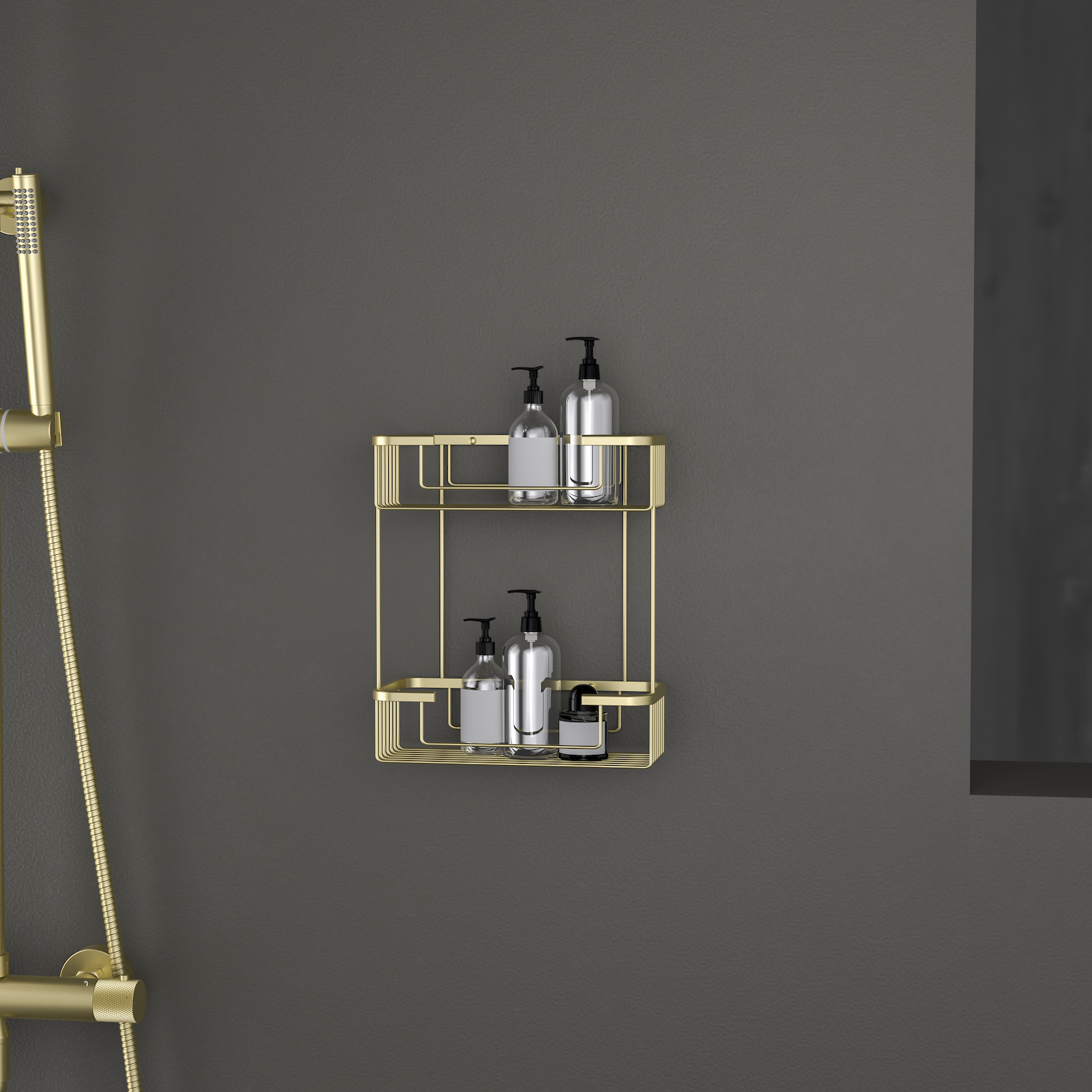 Полка двойная Timo Saona 13083/17 золото матовое