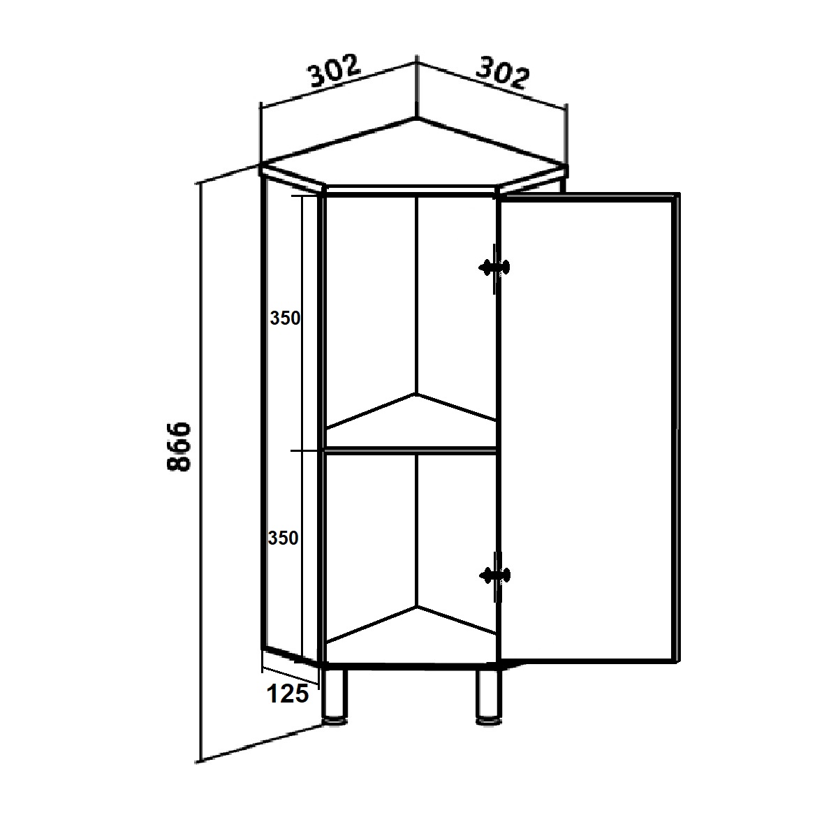 Тумба-комод Runo 30 R, угловая, белый