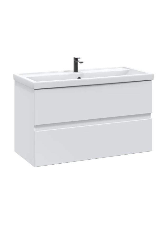 Тумба подвесная SanStar Велья 100 с раковиной Фостер 100, белая