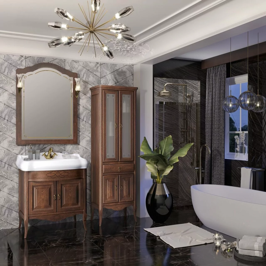 Мебель для ванной Opadiris Лоренцо 80 комплект, напольный, светлый орех