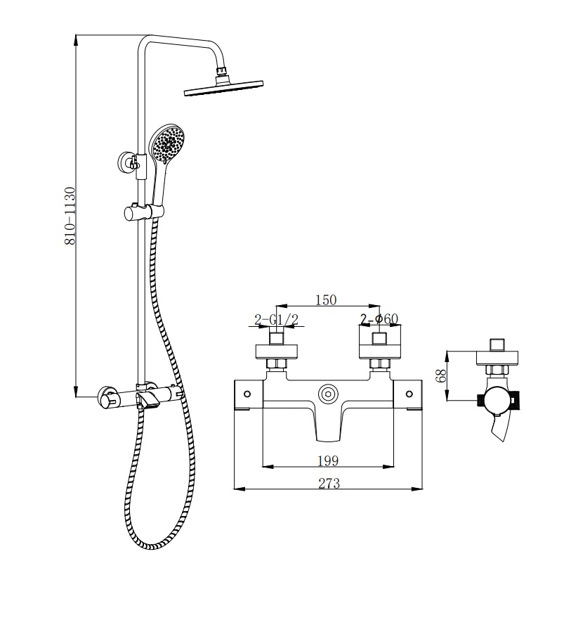 Душевая стойка BochMann OGLIO B TS BM9649 черный