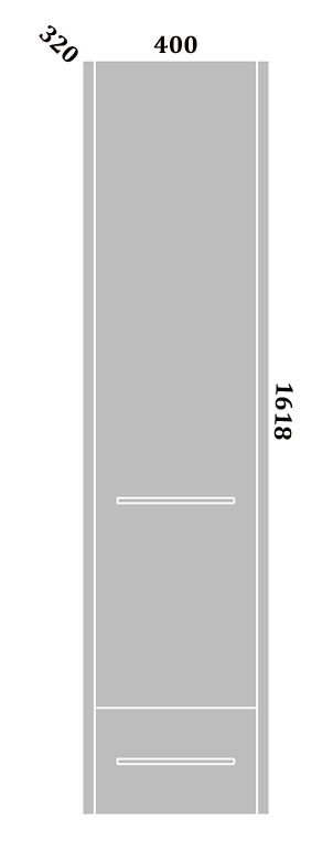 Пенал Sanflor Ларго 40 2 R подвесной, белый/вяз швейцарский