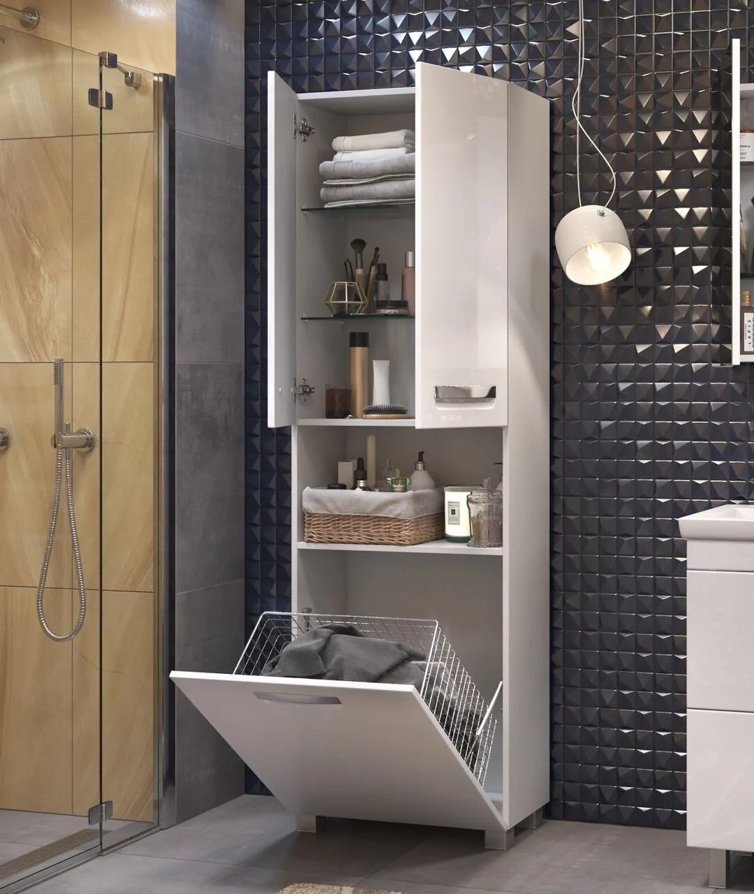 Пенал напольный Vigo Plaza 60 L/R, с корзиной, белый