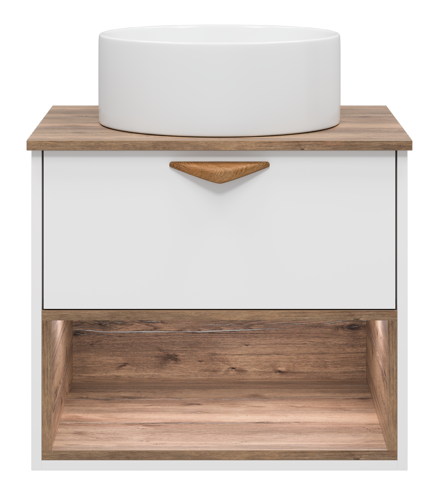 Тумба с раковиной Brevita Bergen 60 с подсветкой подвесная, белый