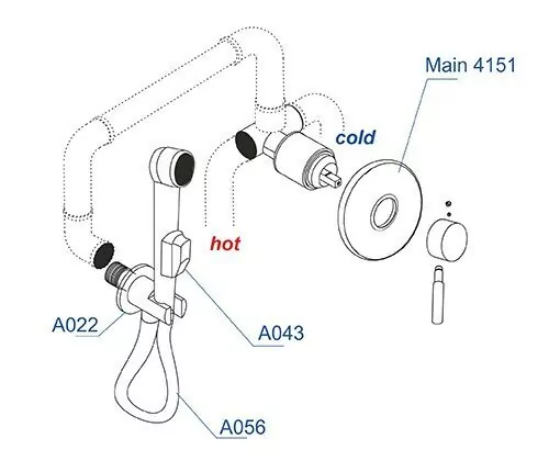Смеситель с гигиеническим душем WasserKRAFT A04156 шланг 100 см хром