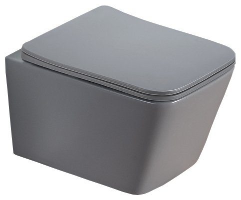 Унитаз SantiLine SL-5007T-MG подвесной, безободковый, с микролифт, светло-серый матовый