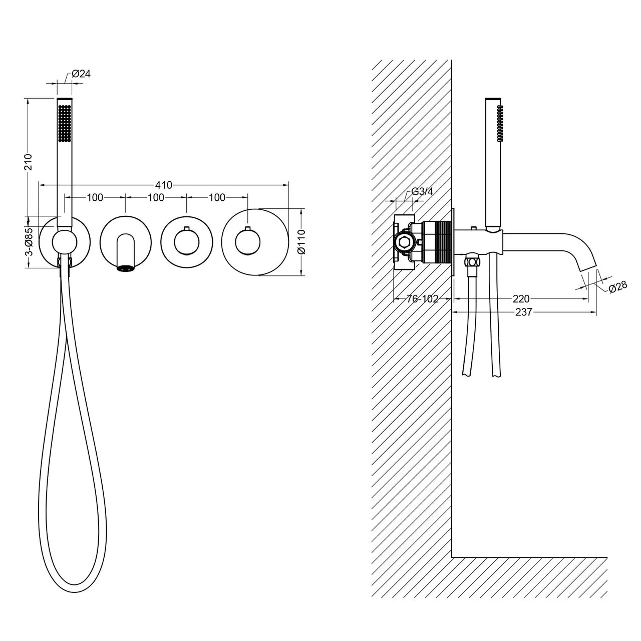 Смеситель для ванны Timo Saona 2324/17YSM с золото матовое