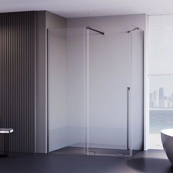 Душевой угол Veconi Premium Trento PTC-SP-50GR, 1000х900x2000, брашированный графит, стекло прозрачное