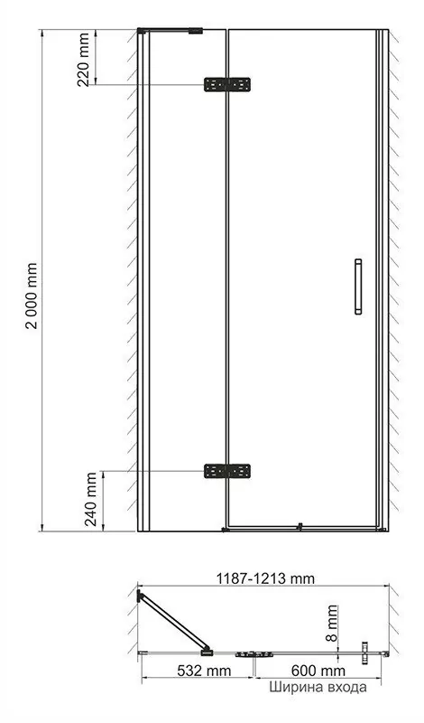 Душевая дверь WasserKraft Aller 10H05L 120 в нишу, распашная, прозрачное стекло, хром Душевая дверь WasserKraft Aller 10H05L 120 в нишу, распашная, прозрачное стекло, хром
