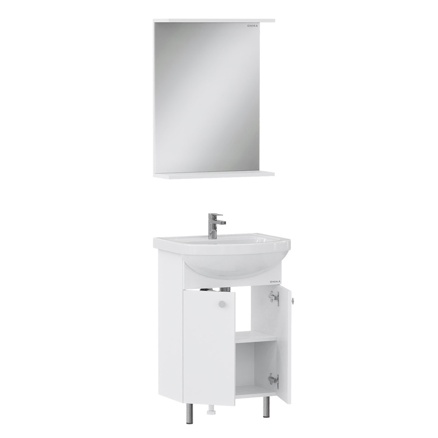 Тумба с раковиной Onika Крит 52 напольная, разобранная, белая